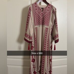 Elegant Red and Cream Embroidered Dress